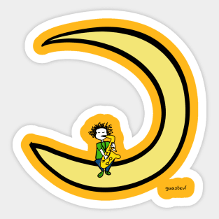 Moon and tenor sax Sticker